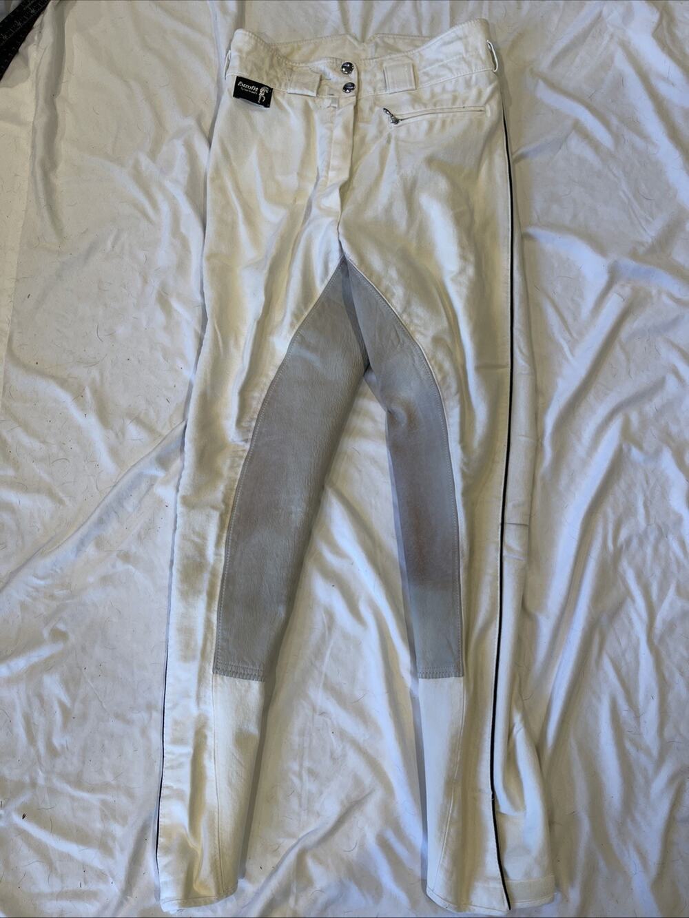 EUROFIT Full Seat Breeches Women's Size 26 Equestrian Riding Pants Ivory Piping